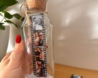 Personalised Photo Film Strip In A Bottle Stunning Glass Gift Pictures Family Friends Couples Bespoke Custom Wedding Anniversary Birthday