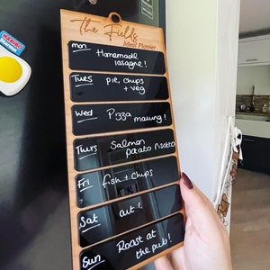 Personalised Wooden Engraved Meal Planner Fridge Diet Menu Tracker Bespoke Family Home Organised Gifts for Home Weight Loss Magnetic image 1