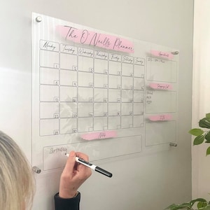 Personalised EXTRA LARGE Clear Premium Family Hanging Planner Monthly Planner Organised Acrylic Wall Planner Wall Mounted Gift Idea