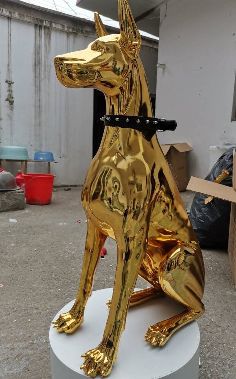 Doberman Gold or Silver Electroplated Dog Statue Sculpture Etsy Australia
