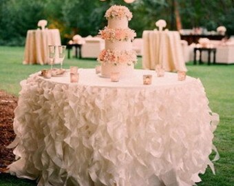 Lavish Curly Willow Ruffled/Ruffles Organza Table Skirt- Various Colors and Sizes Available