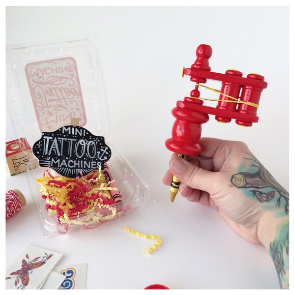 Kirschrot Hochglanz finish handgefertigte Mini-Tattoo-Maschine! Kinder handgemachten Tätowierung Maschine Spielzeug!