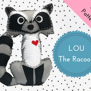 Felt PDF Pattern Racoon Toy | Woodland animals sewing pattern | Felt Softie | Easy Hand sewing | DIY woodland stuffed animals patterns