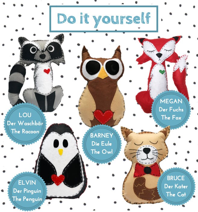 Felt Cat PDF Pattern Toy Tomcat Woodland Animals Sewing - Etsy