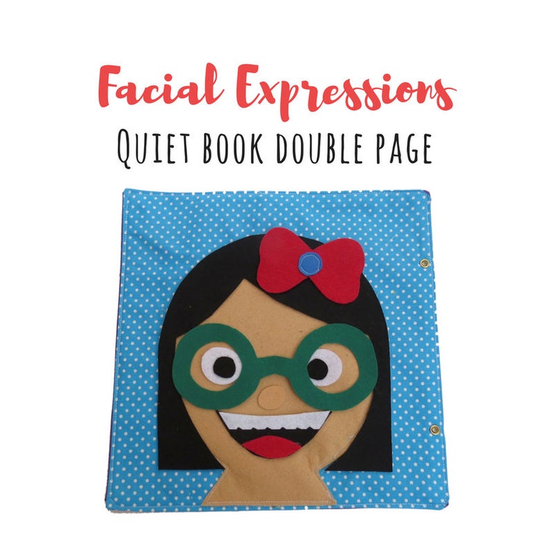 quiet book page pdf faces facial expressions busy book etsy