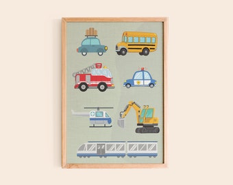 Vehicles Poster | Car Print Wall Decor | Instant Download
