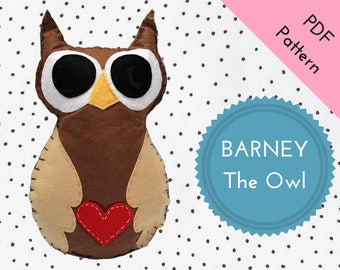 Jouet chouette motif PDF en feutrine | Patron de couture animaux des bois | Doudou en feutre | Couture à la main facile | DIY motifs de peluches hibou