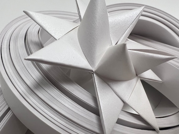 Paper Strips for German Paper Stars Froebel Stars Moravian Stars Star Ornaments  Danish 40-60 ct White Shimmer
