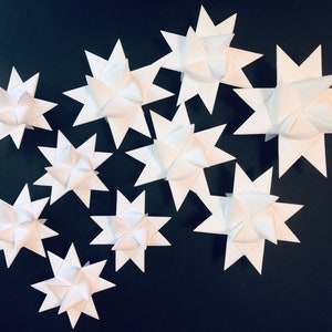 10 (1 xl, 4 lg, 5 m) Pure White Stars German Paper Stars Moravian Stars Star Ornaments