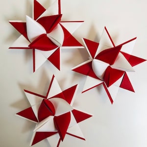 13 Red & White German Paper Stars Froebel Stars Moravian Stars Star Ornaments