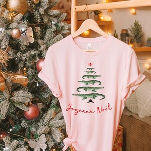 Cajun Christmas Shirt Louisiana Cajun Christmas T-Shirt Alligator Tree Joyeaux Noel Cajun Christmas Gift Merry Christmas TShirt Cajun French