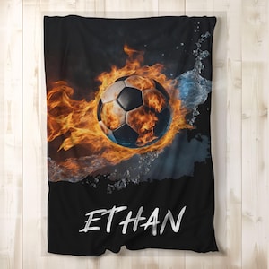 Custom Soccer Blanket for Kids Name Blanket Soccer Team Gift Soccer Player Gift for Soccer Lover Personalized Blanket for Soccer Player