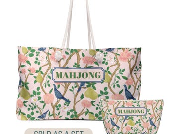 Mahjong Bag Set Mahjong Tote Bag and Mahjong Tiles Bag or Mahjong Cards Bag Set of 2 Bags Mahjong Gift Mahjong Hostess Gift Mahjong Prizes