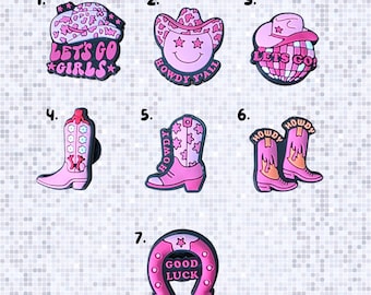 Pink Cowgirl Disco Western Shoe Shoe Charms -  Cowboy Carter Jibbitz - Personalise Your Crocs With Custom Charm -Single Charm