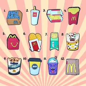 Fast Food Mascots Fries Nuggets Happy Soda Shoe Charms - Food and Drink Jibbitz - Personalise Your Crocs With Custom Charm -Single Charm