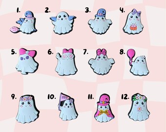 Pink Purple Halloween Ghosts Shoe Charms - Halloween Jibbitz - Personalise Your Crocs With Custom Charm -Single Charm