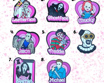 Horror Icons Heart Serial Killer Spooky Shoe Charms - Halloween Jibbitz - Personalise Your Crocs With Custom Charm -Single Charm
