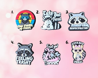Raccoon Feral Girl Summer Shoe Charms - Funny Girly Jibbitz - Personalise Your Crocs Custom Charm -Single Charm