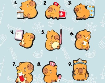 Healthcare Capybara Shoe Charms - Cute Animal Medical Jibbitz-Personalise Your Crocs with Custom Charms -Single Charm