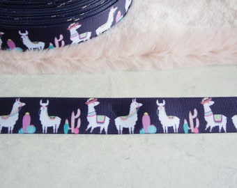 25 mm LLAMAS ribbon,  5 Yards- Alpaga ribbon,  cartoon ribbon, Animal ribbon, printed ribbon by yard, LlAMAS, cute little llamas