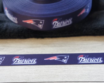 PATRIOTS, 5 Yards Grosgrain Ribbon, 22 mm - 7/8", football ribbon,, printed ribbon, dog collar, sport ribbon, football, till gate