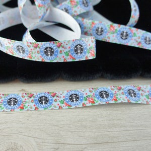 Starbuck ruban, 5 verges de 25 mm ruban, ruban pour cheveux, projet couture, collier pour chien, café, tasse de café