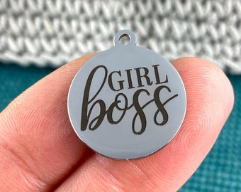 stainless steel 2 Charm Slay Laser Engraved Charm 19 mm charm silver tone charm