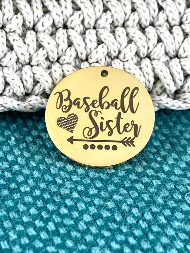 baseball charm Baseball sister charm team sister charm 1 Piece Baseball Sister laser engraved gold tone charm sister charm