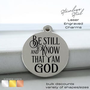 Be Still and Know Charm – Laser Engraved Stainless Steel Christian Jewelry | Psalm 46:10 Tag | Inspirational Gift