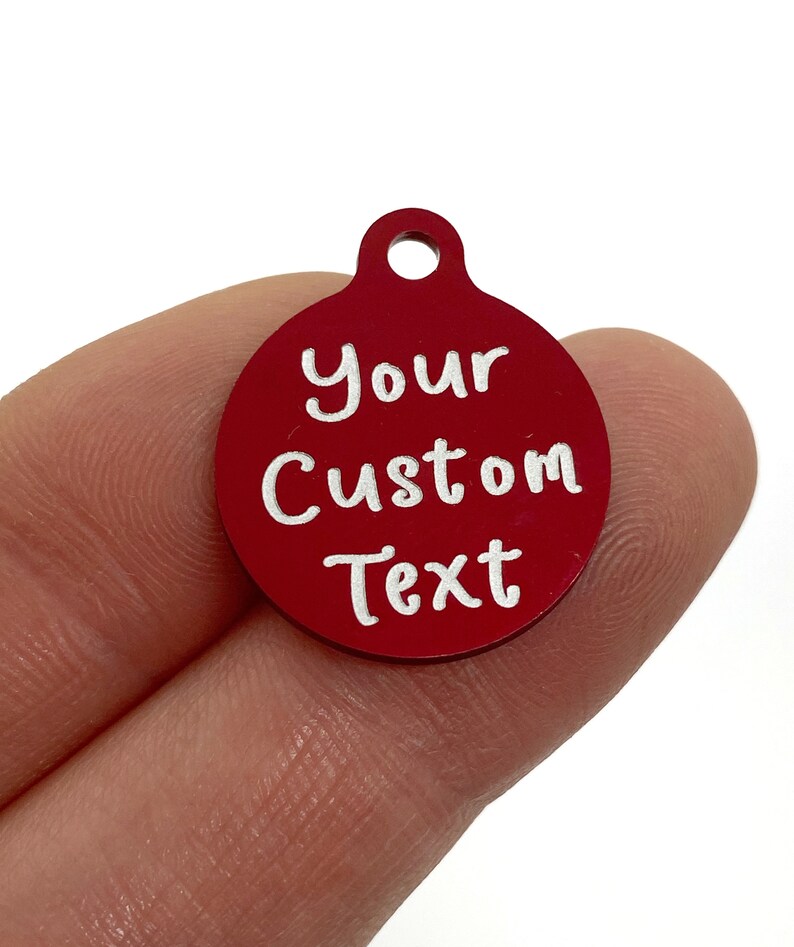 Customized Anodized Aluminum RED Laser Engraved Charm 19 mm Etsy