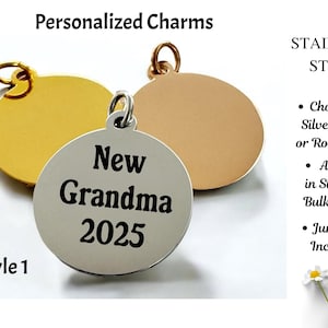 Personalized - 20mm Round Stainless Steel Laser Engraved Charm | Silver, Gold, or Rose Gold Finish | Bulk Pack Options | Custom Charm