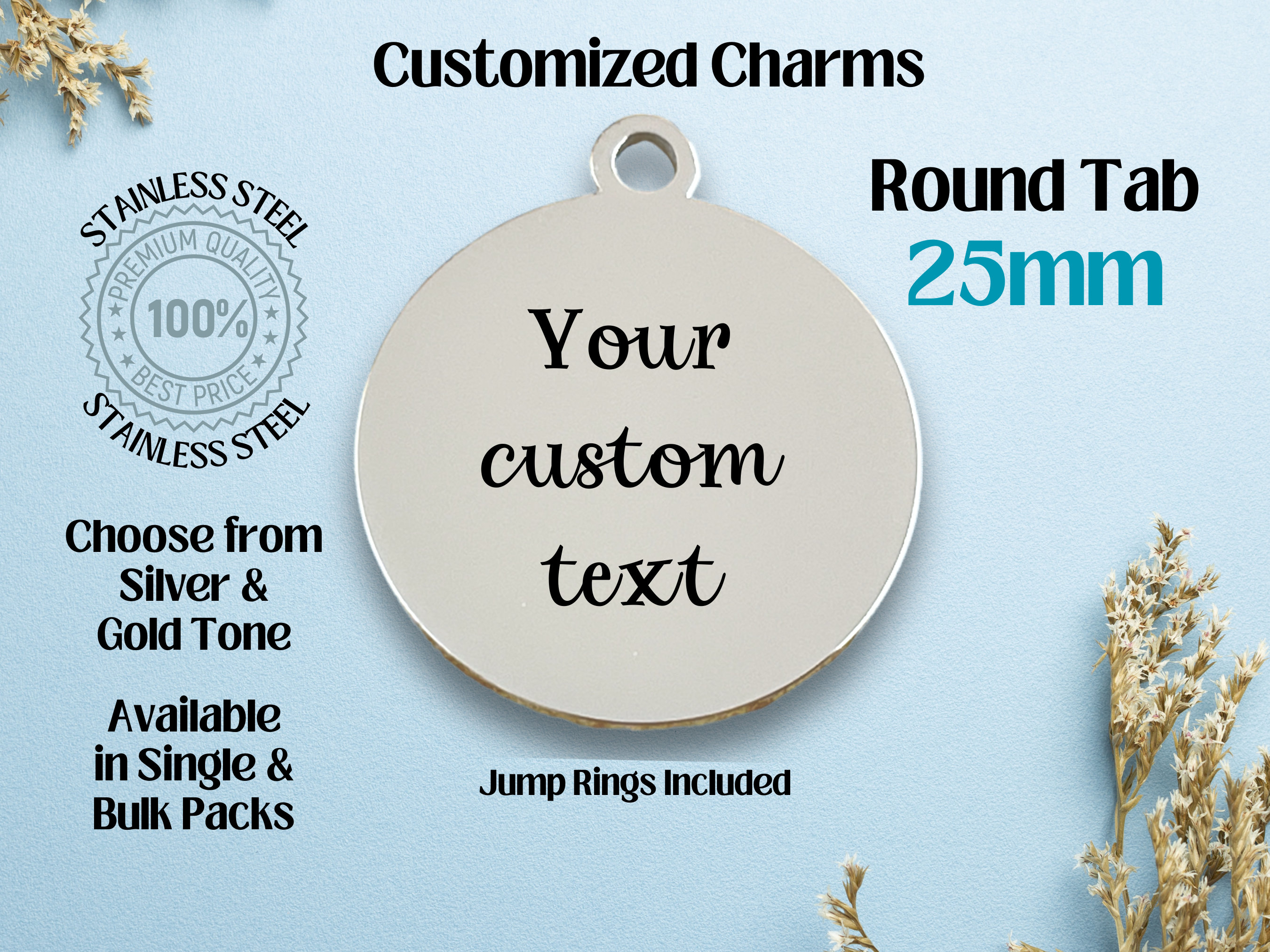 Personalised Silver Plated Round Charms - Design Essentials