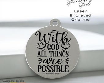 Matthew 19:26 Charm – Engraved Stainless Steel Pendant