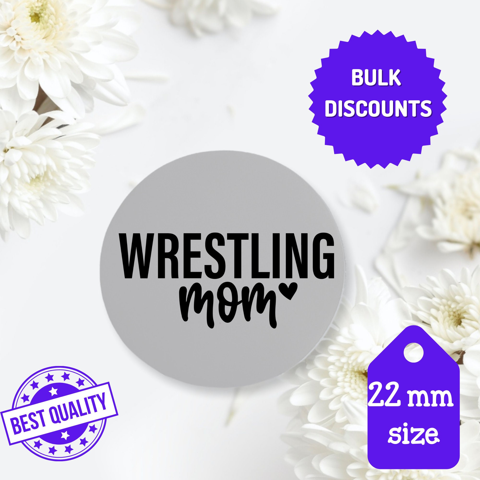 Laser Engraved Charm Wrestling Mom rose tone charm Sports mom charm 19 mm charm Stainless steel