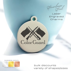 Color Guard Charm: Laser Engraved Stainless Steel Marching Band Pendant