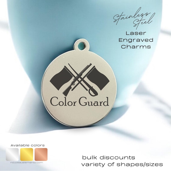 Color Guard Charm: Laser Engraved Stainless Steel Marching Band