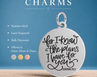 Jeremiah 29:11 Charm, For I Know the Plans Charm, Bible Verse, Faith, Inspirational Scripture