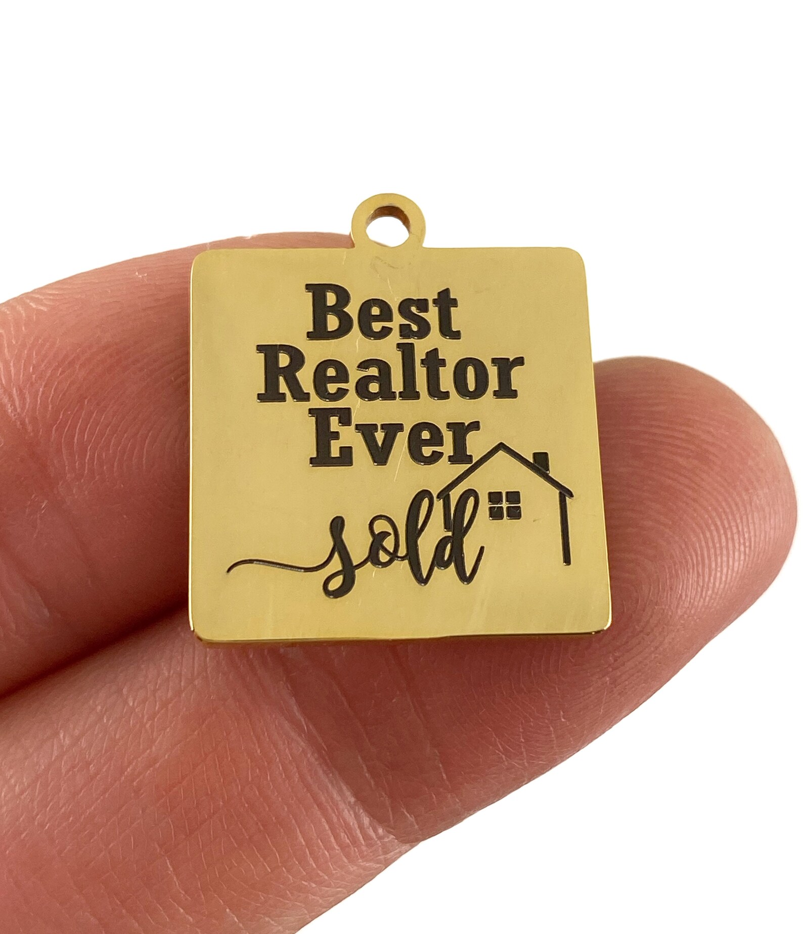 5 Charm Best Realtor Ever Laser Engraved gold tone Charm Etsy