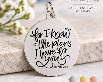 Jeremiah 29:11 Charm, For I Know the Plans Charm, Bible Verse, Faith, Inspirational Scripture