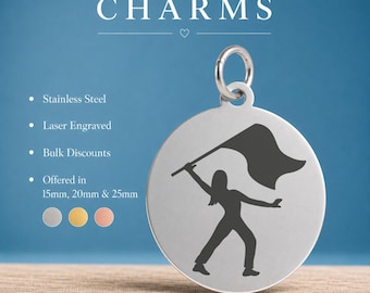 Color Guard Girl Flag Charm – Marching Band Gift for Guard Member