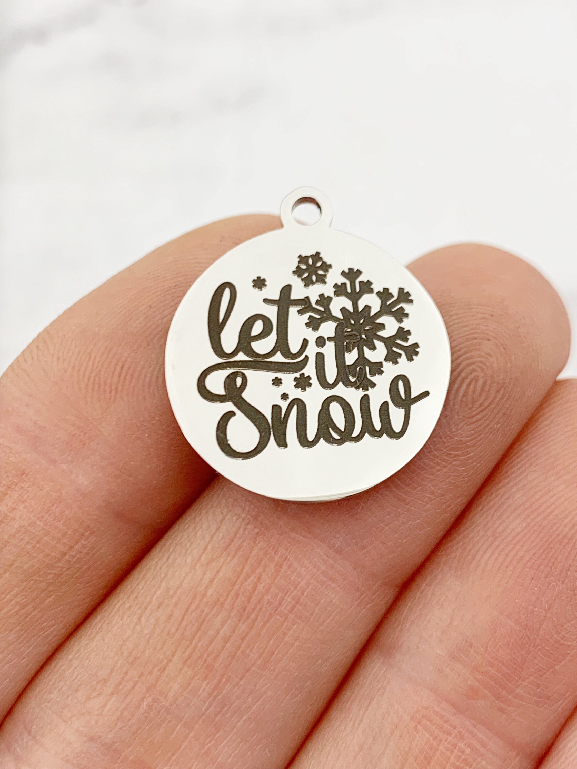1 Piece Let it snow Laser Engraved Charm winter charm let it | Etsy