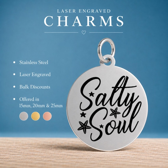 Salty Soul Charm | Beach Lover Gift | Coastal Jewelry Making Supply