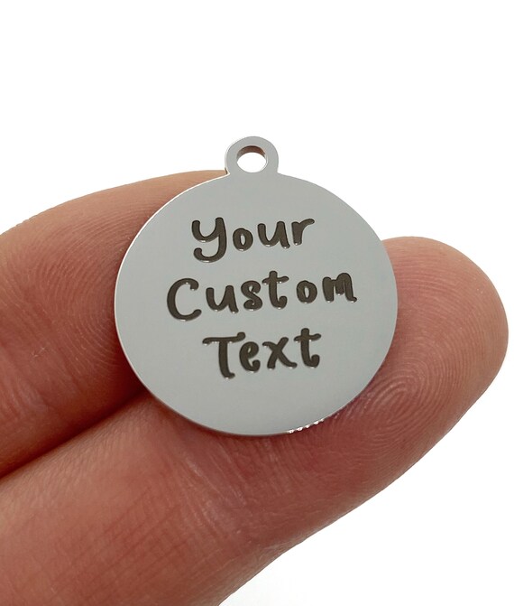 Quantity Options Custom Charm Add On Choose Your Font Laser Engraved Silver Square Personalized Stainless Steel Charm