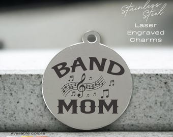 Band Mom Charm – Laser Engraved Stainless Steel Pendant for Bracelets or Keychains