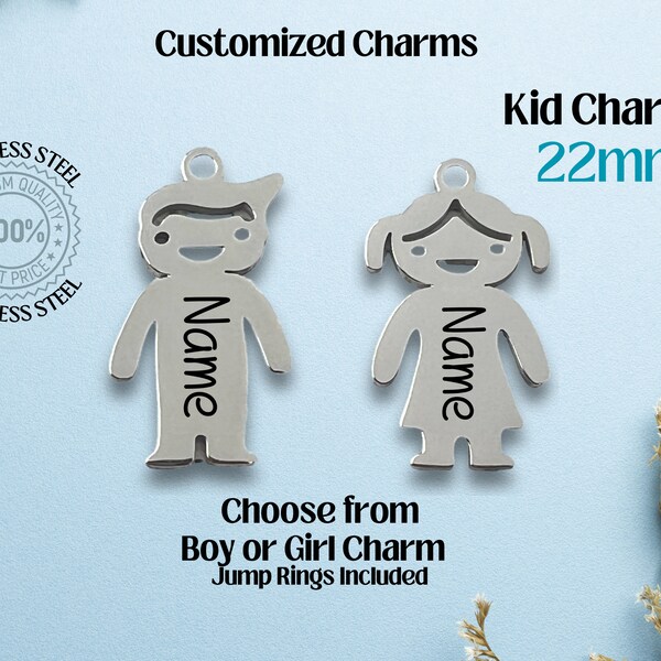 Personalized Kid Charm, Laser Engraved Charm, daughter, son, granddaughter, grandson, niece charm, nephew, gift for mom, mother's bracelet