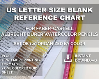 US Letter Size Ready to Print Blank Reference Chart for Faber-Castell Albrecht Dürer Watercolor Pencils Set of 120 Organized by Color