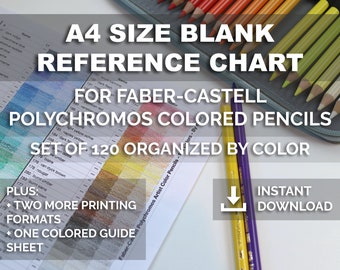 A4 Size Blank Reference Chart for Faber-Castell Polychromos Colored Pencils Set of 120 Organized by Color