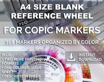 A4 Size Blank Reference Color Wheel for Copic Markers Organized by Color