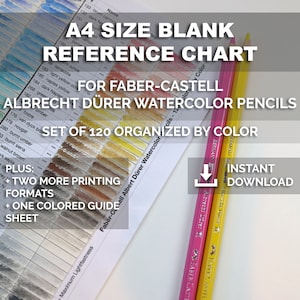 A4 Größe Ready to Print Blanko Nachschlagewerk für Faber-Castell Albrecht Dürer Aquarellstifte Set von 120 Nach Farben geordnet