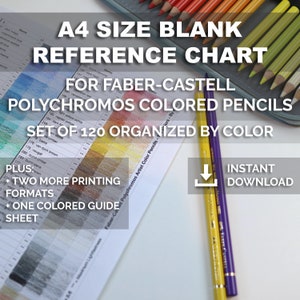 A4 Size Ready to Print Blank Reference Chart for Faber-Castell Polychromos Colored Pencils Set of 120 Organized by Color